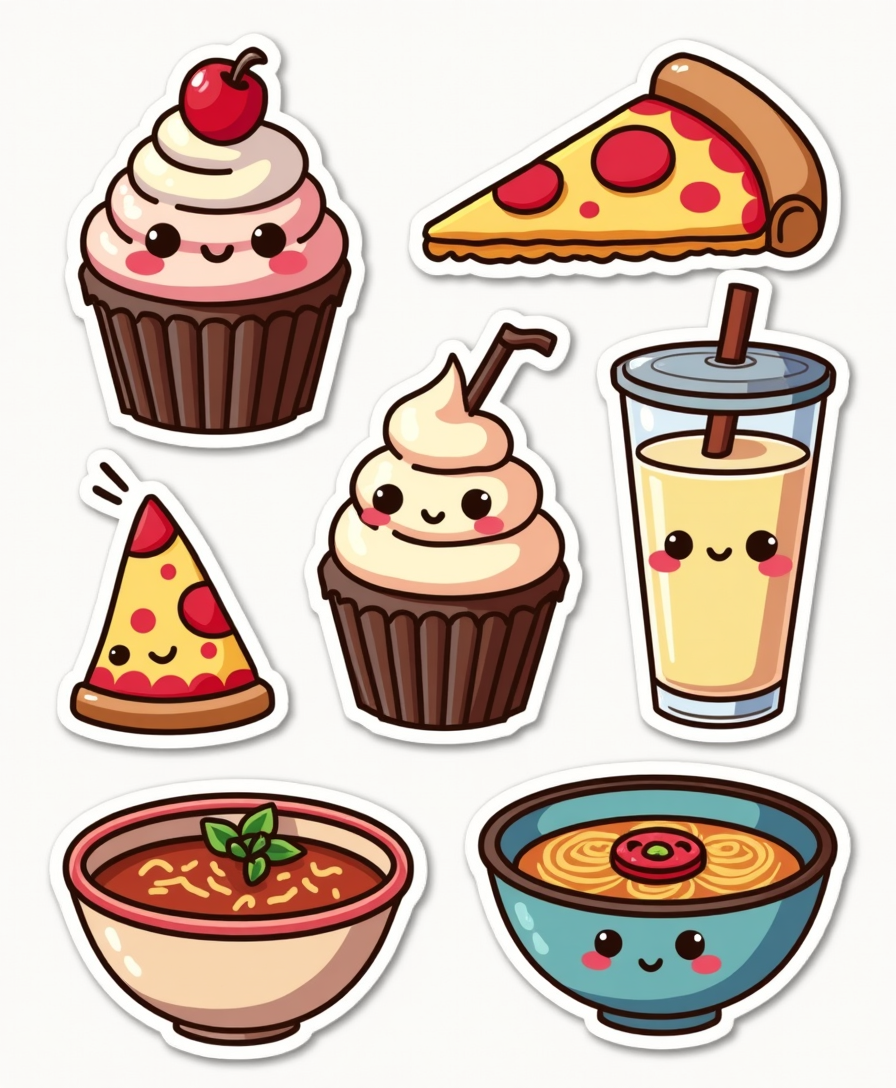 Food Art & Mini Characters - Sticker Sheet v17
